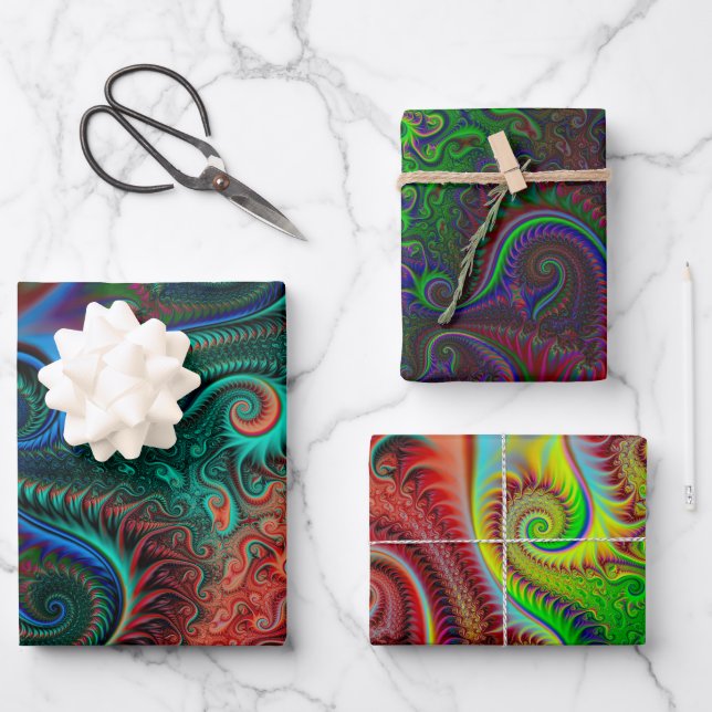 Abstract Colorful Spiral Pattern  Wrapping Paper Sheets (Front)