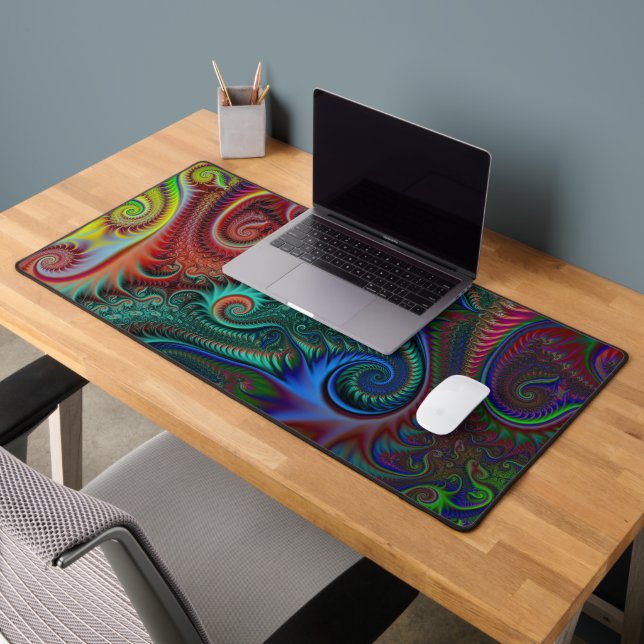 Abstract Colorful Spirals Pattern Desk Mat (Office 2)