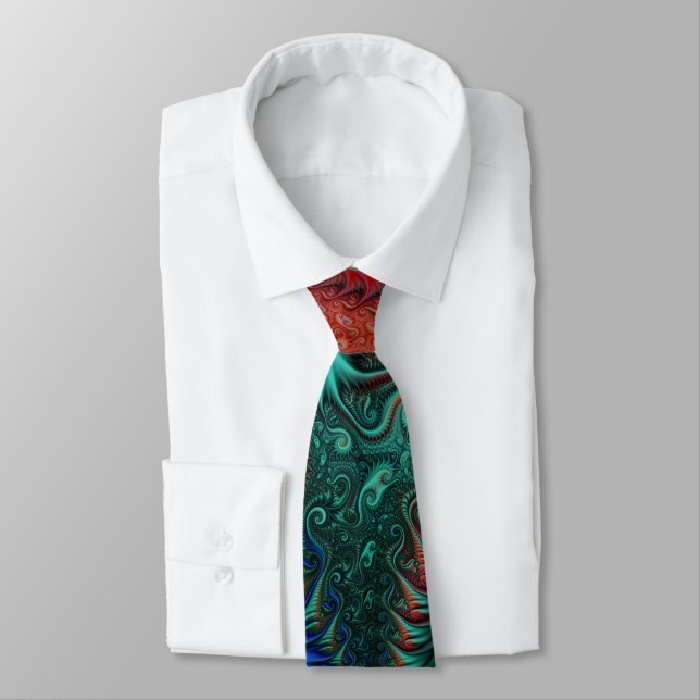 Abstract Colorful Spirals Pattern Neck Tie (Tied)
