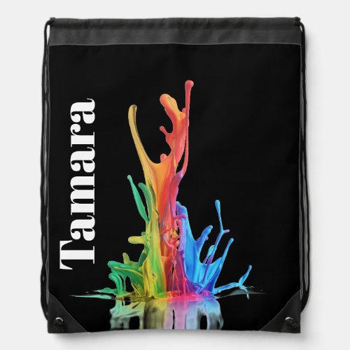 Abstract Colorful Splash Rainbow Lava Lamp  Drawstring Bag