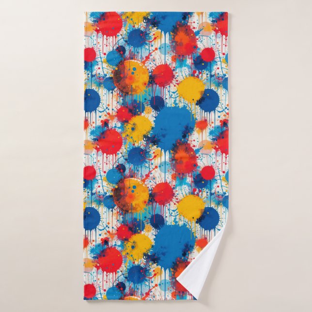 Abstract Colorful Splatter Art Bath Towel (Bath Towel)