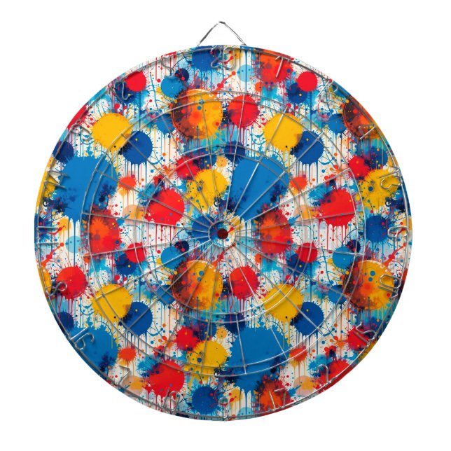 Abstract Colorful Splatter Art Dart Board (Front)