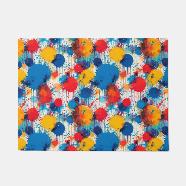 Abstract Colorful Splatter Art Doormat (Front)