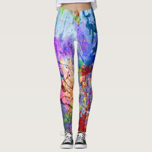 Abstract Colorful Splatter Paint Rainbow Leggings