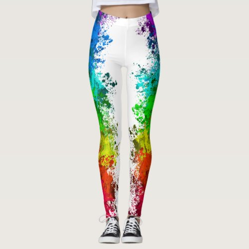 Abstract Colorful Splatter Paint Rainbow Version 5 Leggings