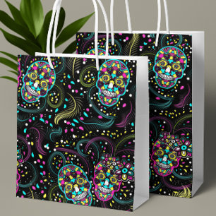 Abstract Colorful Spooky Skulls Halloween Medium Gift Bag