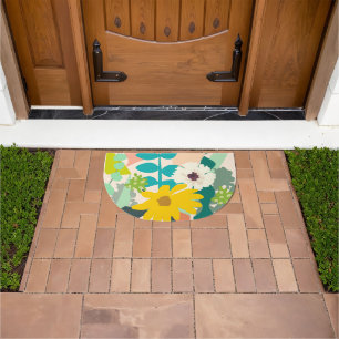 Abstract Colorful Spring Florals Modern Doormat