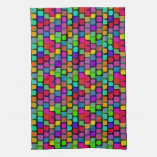 Abstract Colorful Square Pattern Kitchen Towel