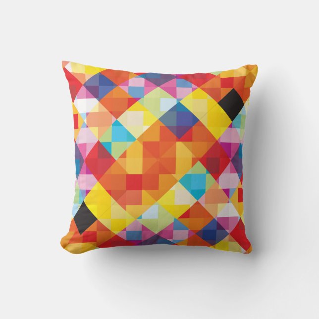 Abstract Colorful Squares Throw Pillow (Front)