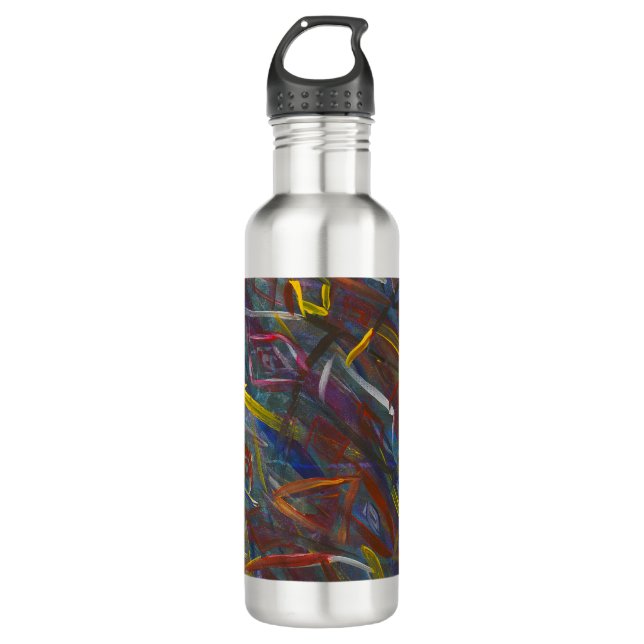 Abstract Colorful "Squares" Water Bottle (Front)