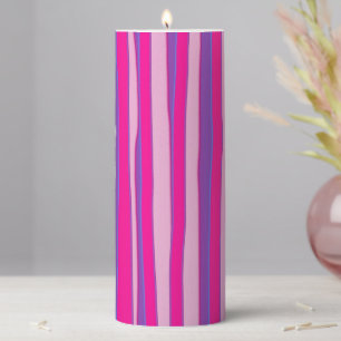 Abstract Colorful Stripes Pattern #14 Pillar Candle