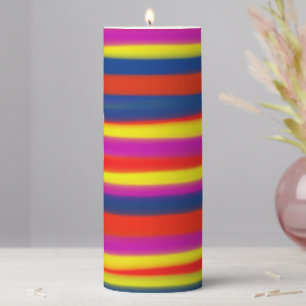 Abstract Colorful Stripes Pattern #18 Pillar Candle