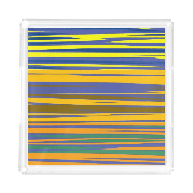 Abstract Colorful Stripes Pattern Acrylic Tray (Front)