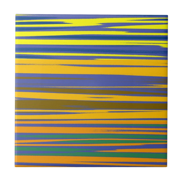 Abstract Colorful Stripes Pattern Ceramic Tile (Front)
