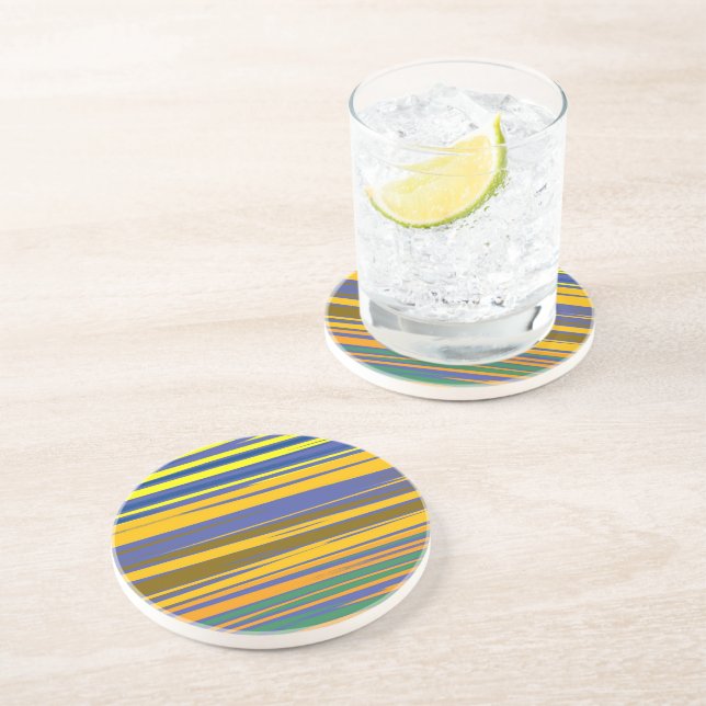 Abstract Colorful Stripes Pattern Coaster (Side)