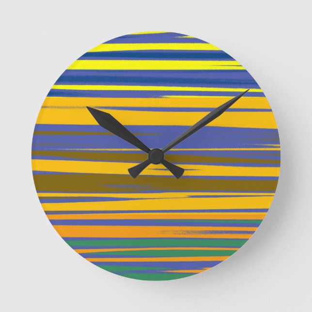 Abstract Colorful Stripes Pattern Round Clock (Front)