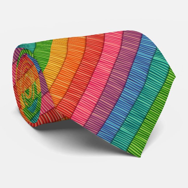 Abstract colorful stripes pattern tie (Rolled)