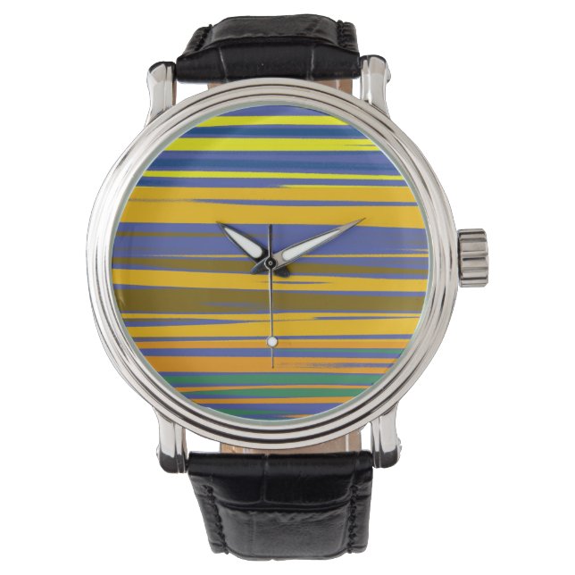 Abstract Colorful Stripes Pattern Watch (Front)