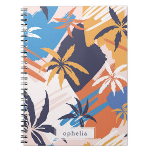 Abstract Colorful Summer Palm Tree Pattern Notebook