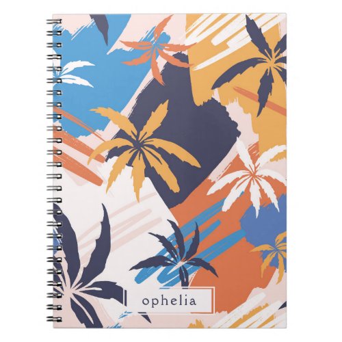 Abstract Colorful Summer Palm Tree Pattern Notebook