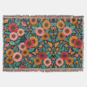 Abstract Colorful Sunflowers Butterflies Blankets