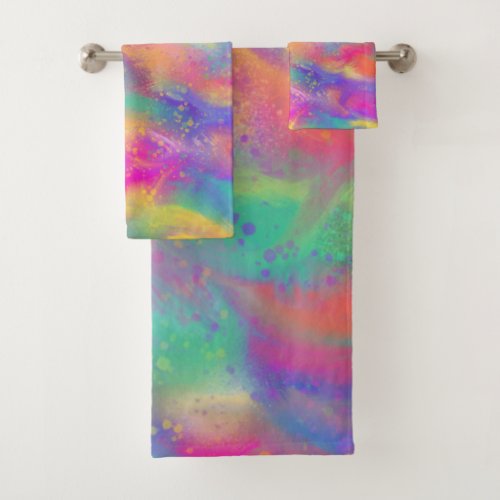 Abstract Colorful Swash splatter paint pattern Bath Towel Set