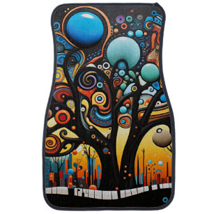 Abstract Colorful Swirl Tree Landscape Nature Car Floor Mat