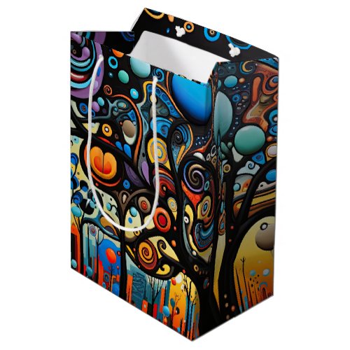 Abstract Colorful Swirl Tree Landscape Nature Medium Gift Bag