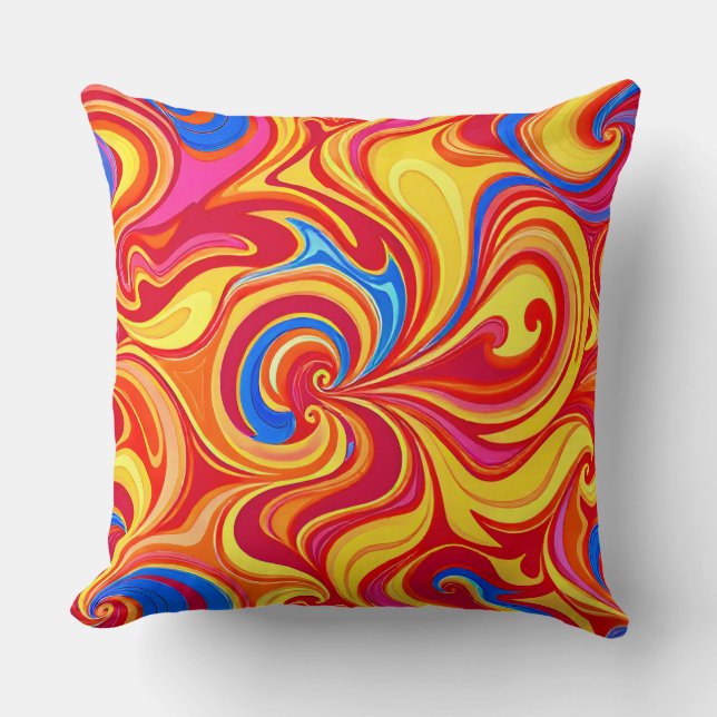 Abstract Colorful Swirled Pattern Throw Pillow (Front)