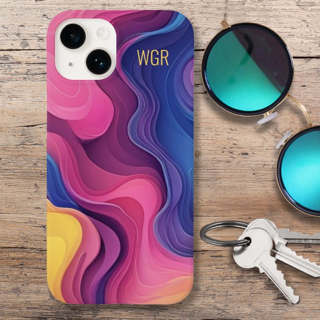 Abstract Colorful Swirls Monogram  Case-Mate iPhone Case (Creator Uploaded)