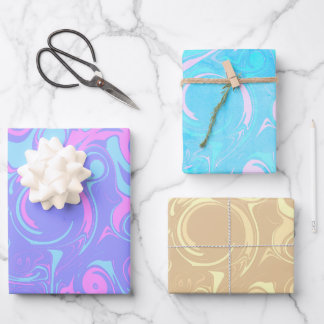 Abstract colorful swirls  wrapping paper sheets