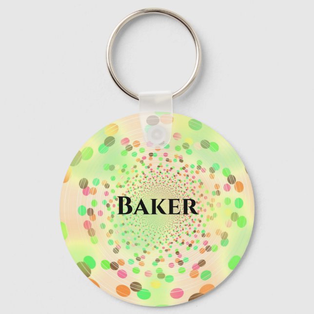 Abstract Colorful Swirly Dots Keychain (Front)