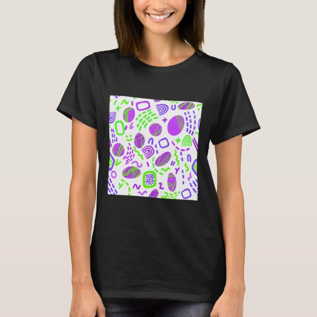 Abstract Colorful Swirly Geometric Pattern T-Shirt (Front)