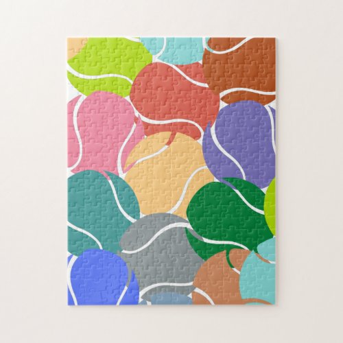 Abstract Colorful Tennis Balls Pattern Sport Theme Jigsaw Puzzle