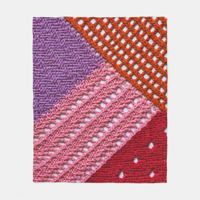 Abstract colorful texture knitted by spokes.Knitte Fleece Blanket (Front)