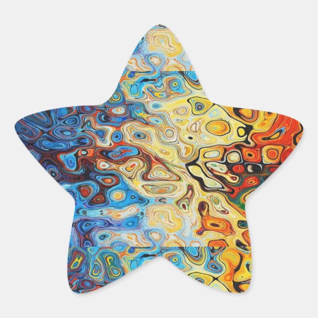 Abstract colorful textured pattern star sticker (Front)