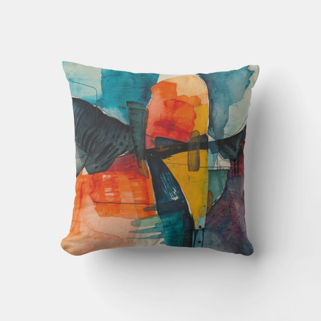 Abstract colorful  throw pillow (Front)