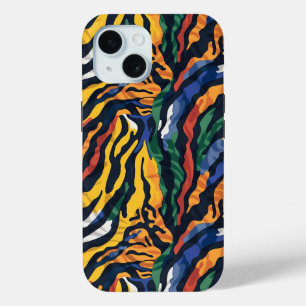 Abstract Colorful Tiger Stripes iPhone 15 Case