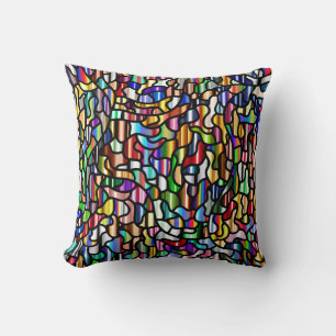 Abstract Colorful Tiled Pattern Throw Pillow