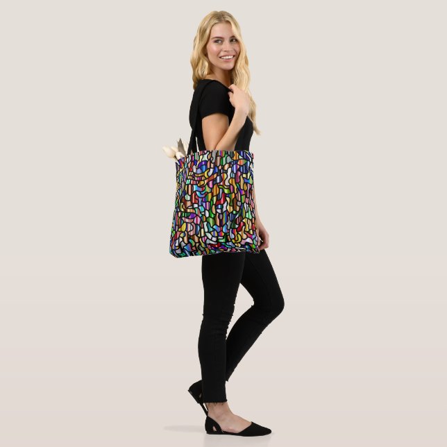 Abstract Colorful Tiled Pattern Tote Bag (On Model)