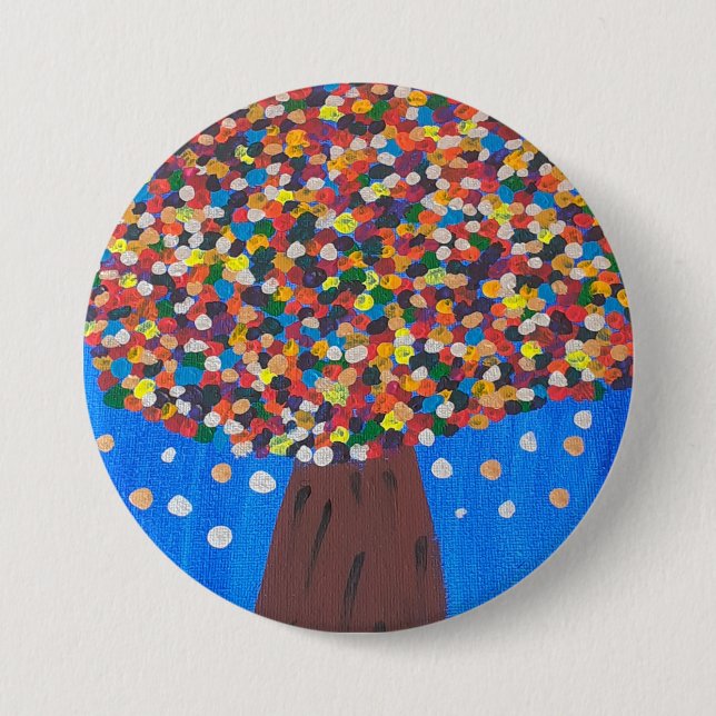 Abstract Colorful Tree  Button (Front)