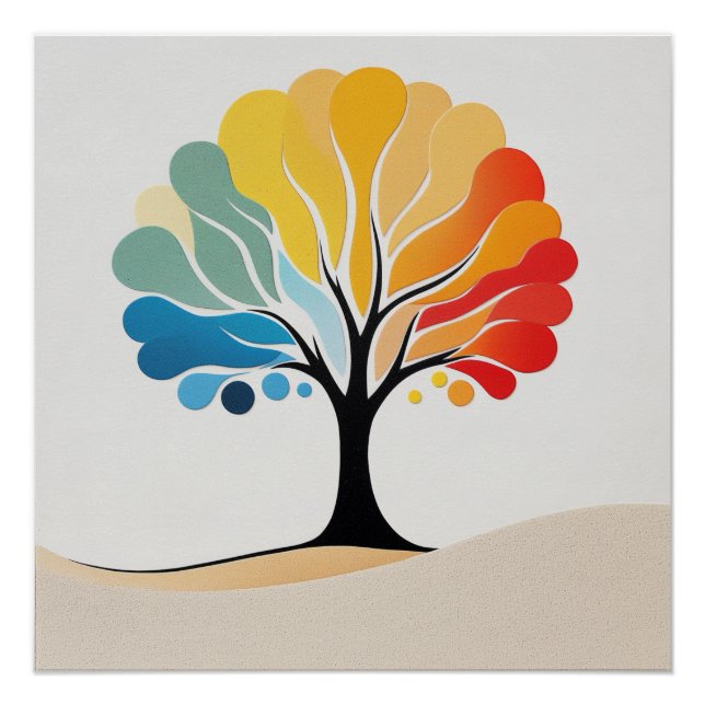 Abstract Colorful Tree Design Poster (Front)
