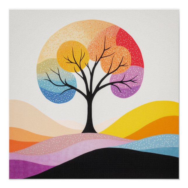 Abstract Colorful Tree Design Poster (Front)