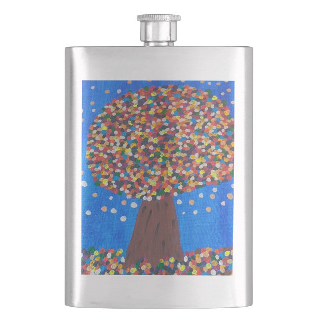 Abstract Colorful Tree  Flask (Front)