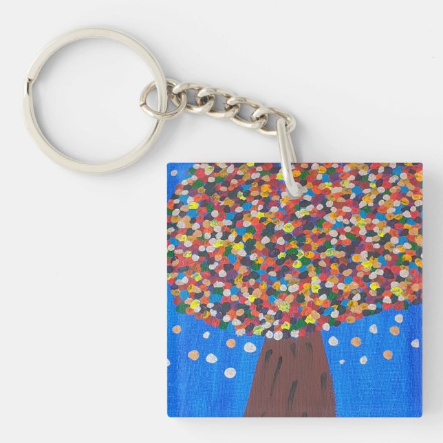 Abstract Colorful Tree  Keychain (Front)