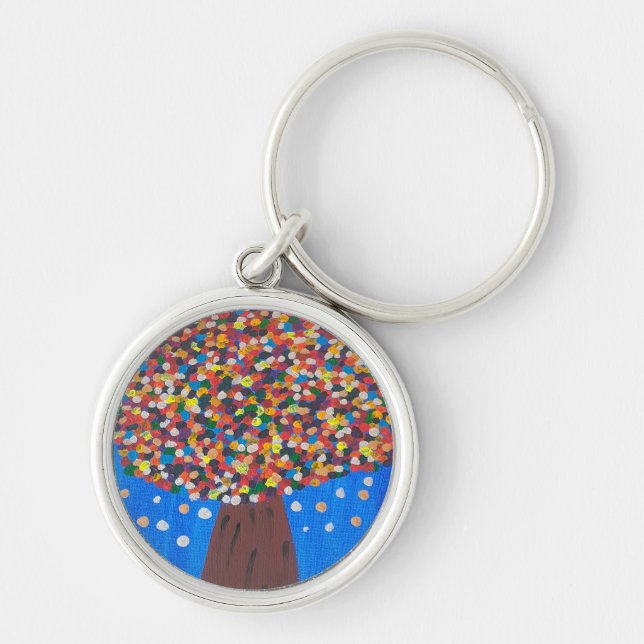 Abstract Colorful Tree  Keychain (Front)