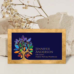 Abstract Colorful Tree Life Coach Wellness Business Card