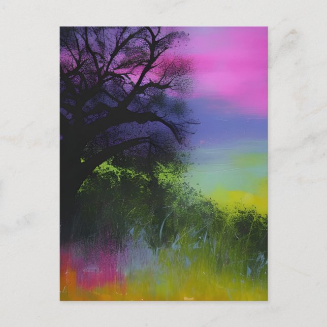 Abstract Colorful Tree Postcard (Front)