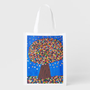 Abstract Colorful Tree Reusable Grocery Bag