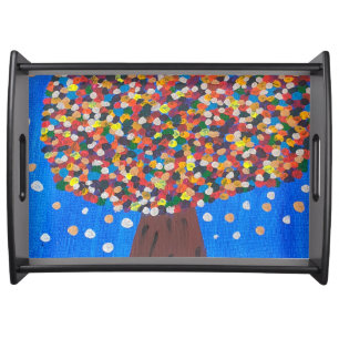 Abstract Colorful Tree  Serving Tray